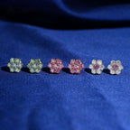 Colored Flower Cluster Studs — Moissanite, 925 Silver