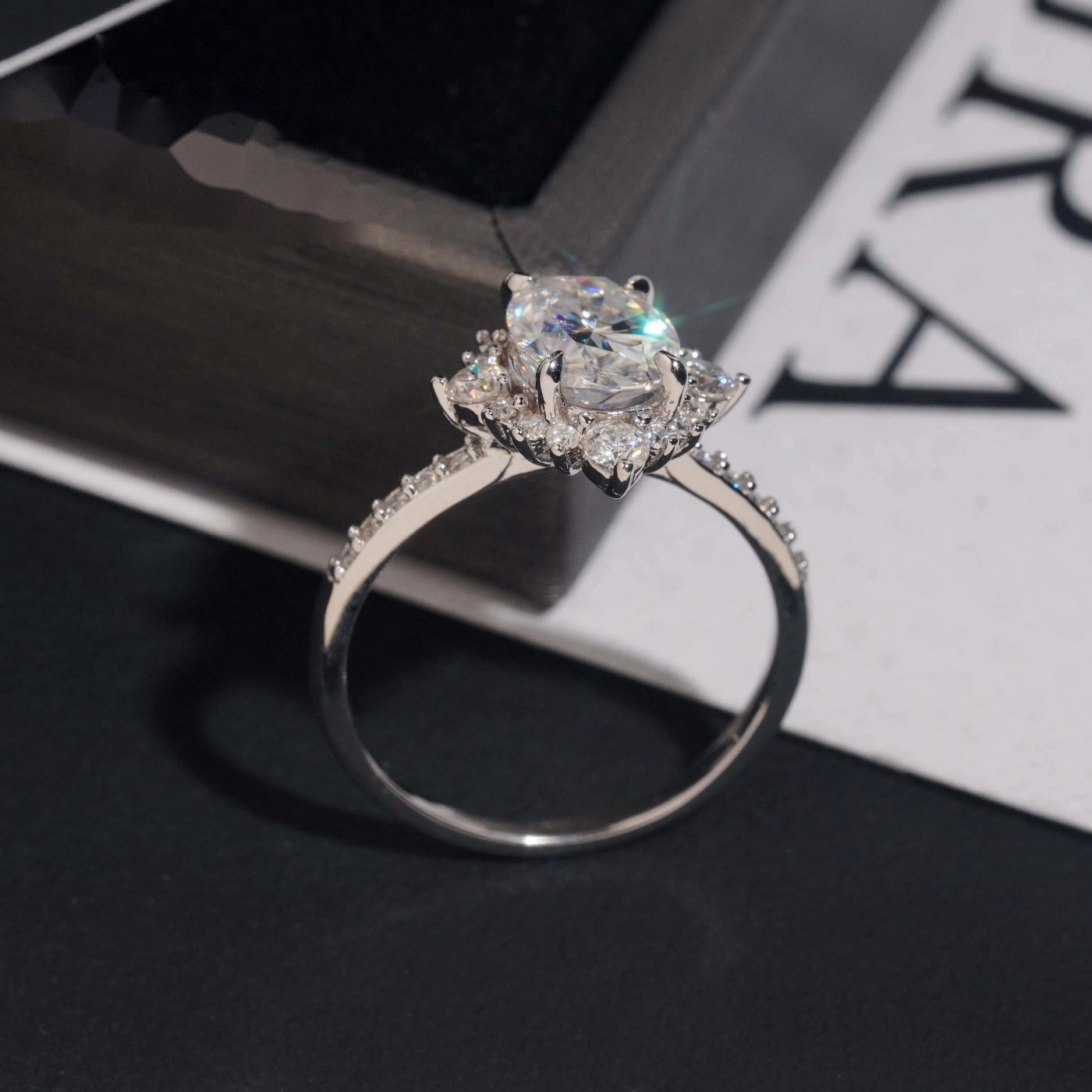 Oval Cut Engagement Ring — Moissanite, 925 Silver