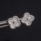 Clover Pavé Stud Earrings — Moissanite, 925 Silver