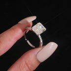 Emerald Cut 9×11mm Engagement Ring — Moissanite, 925 Silver