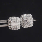 Men's Iced Square Stud Earrings — Moissanite, 925 Silver