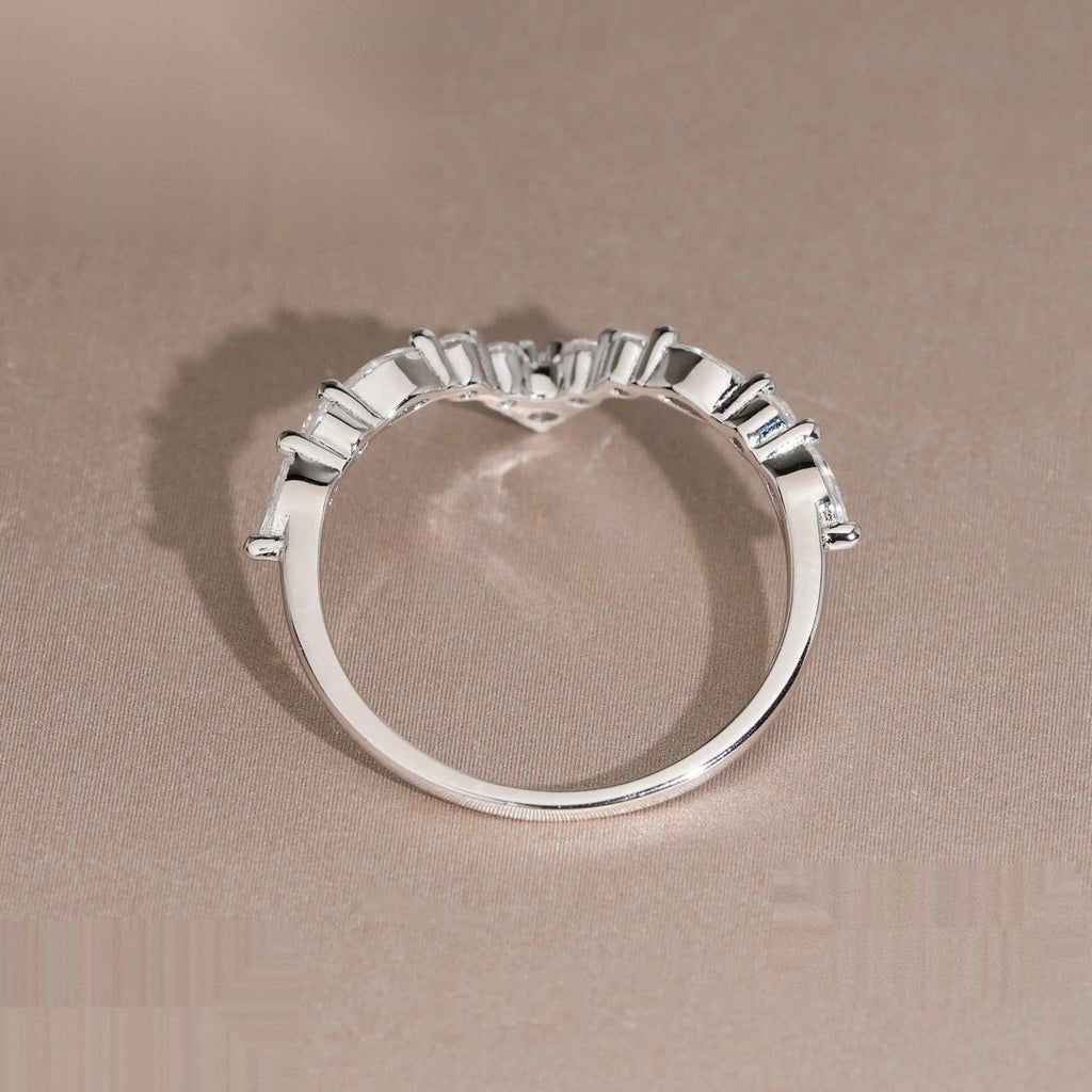 V-Shape Marquise Contour Band — Moissanite, 925 Silver