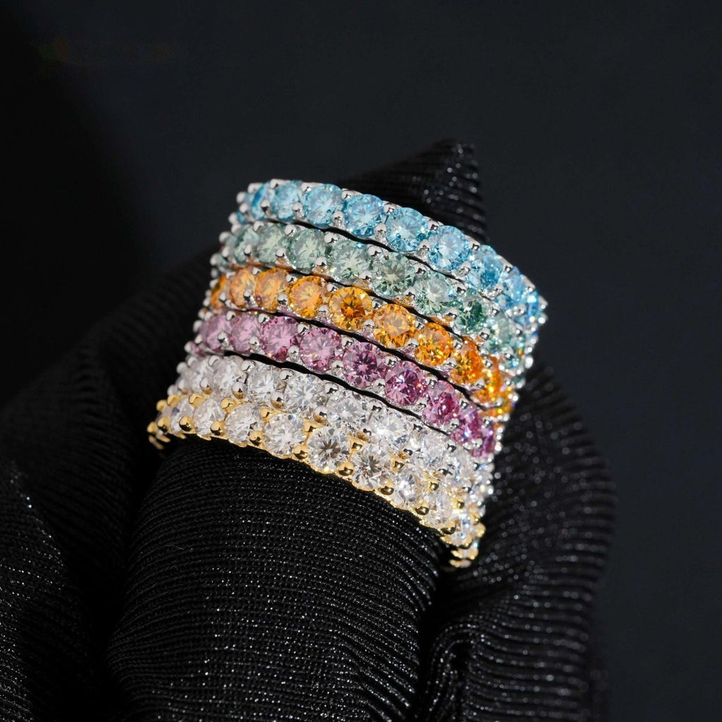 3mm Color Stone Eternity Band — Moissanite, 925 Silver