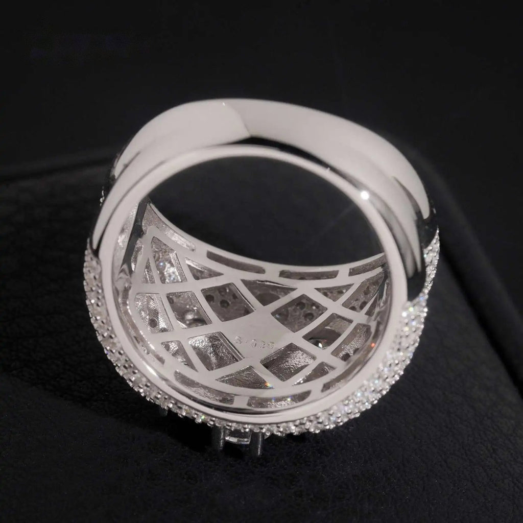 Flower Cluster Men's Band Ring — Moissanite, 925 Silver