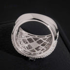 Flower Cluster Men's Band Ring — Moissanite, 925 Silver
