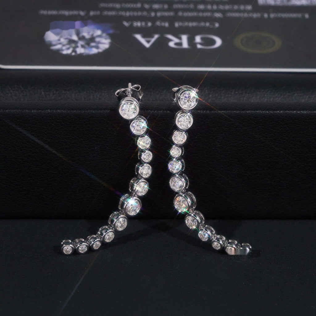 Bezel Drop Earrings — Moissanite, 925 Silver