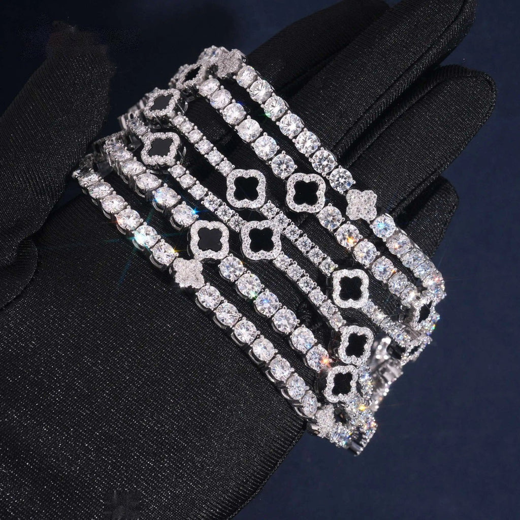 Vintage Clover Tennis Chain — Moissanite, 925 Silver