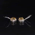 Cushion Halo Drop Earrings — Moissanite, 925 Silver
