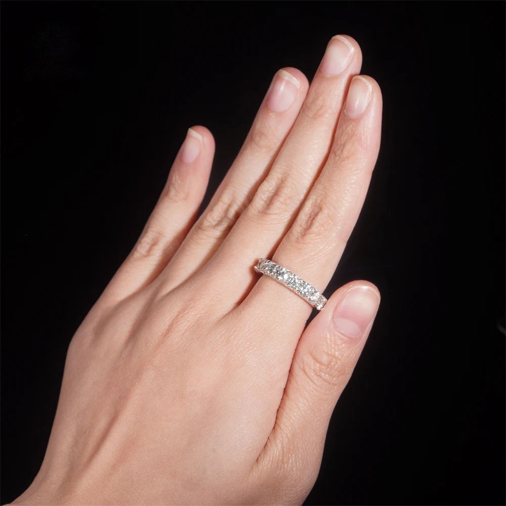 4mm Round Wedding Band Ring — Moissanite, 925 Silver