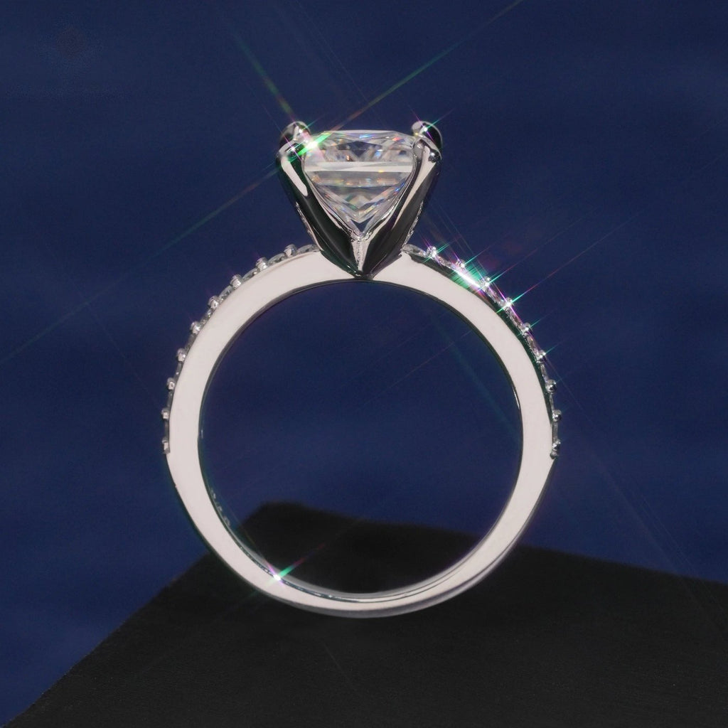 Princess Cut Solitaire Ring — Moissanite, 925 Silver