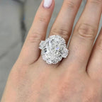 Oval Halo Statement Ring — Moissanite, 925 Silver