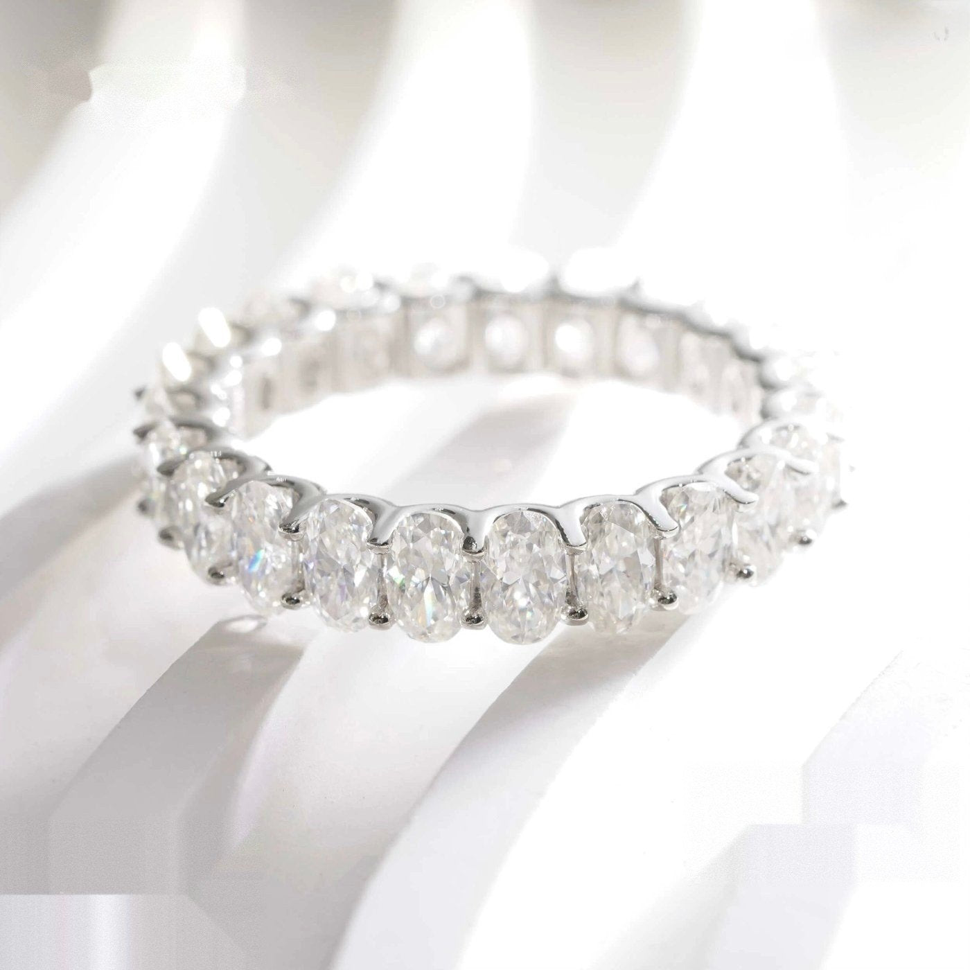 Oval Cut Eternity Band — Moissanite, 925 Silver