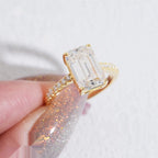 Emerald Cut Custom Engagement Ring — Moissanite, 925 Silver