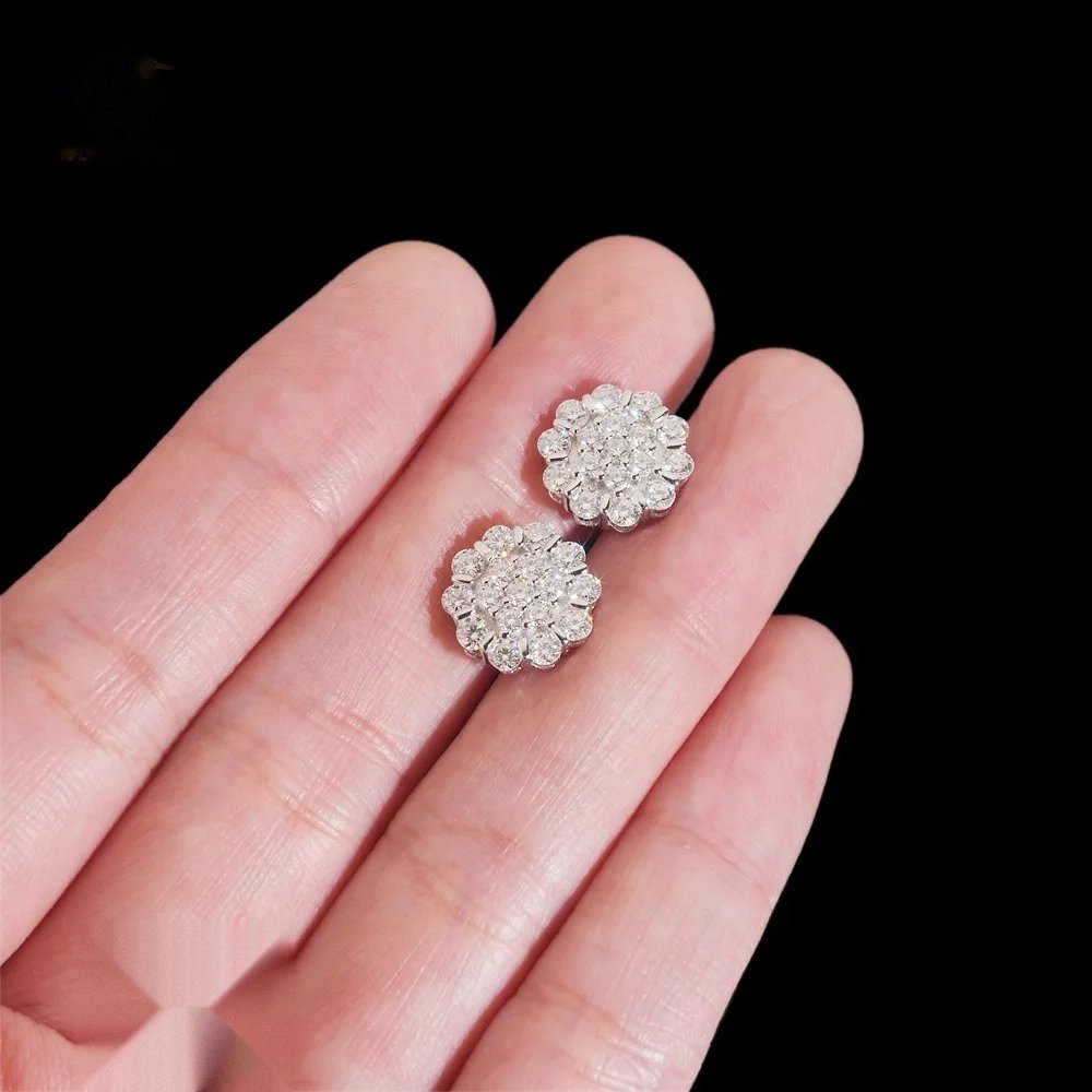 Screw-Back Flower Cluster Studs — Moissanite, 925 Silver