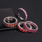 Garnet & Pink Color Eternity Band — Moissanite, 925 Silver