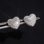Pavé Heart Stud Earrings — Moissanite, 925 Silver