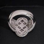 Men's Clover Half-Pavé Band Ring — Moissanite, 925 Silver