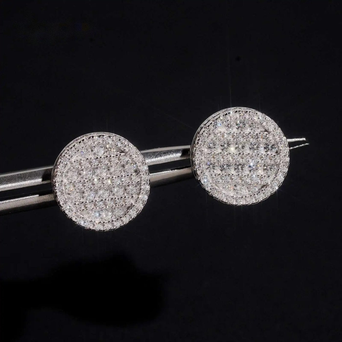 Round Pavé Dome Stud Earrings — Moissanite, 925 Silver