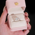Round Cut Tapered Baguette Ring — Moissanite, 925 Silver