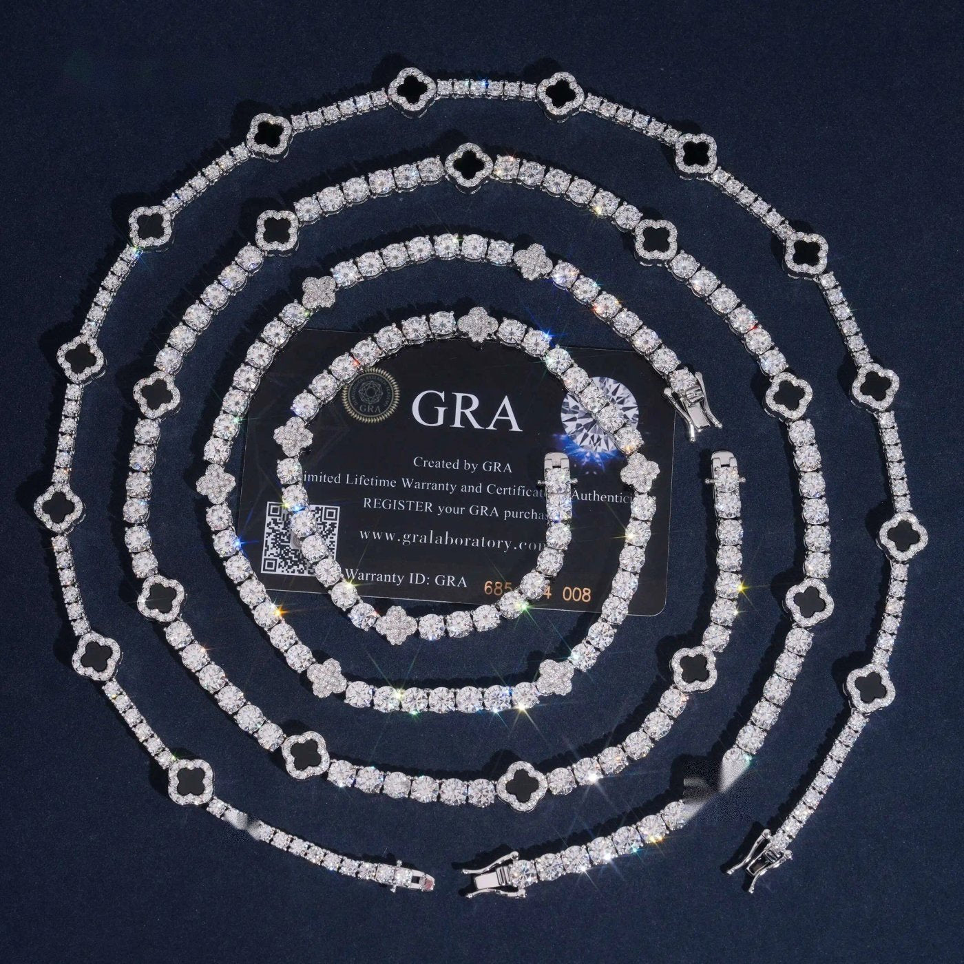 Vintage Clover Tennis Chain — Moissanite, 925 Silver