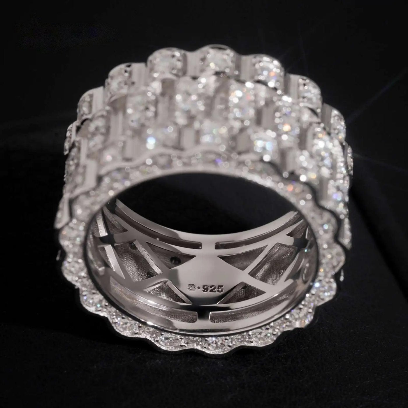Watch Band Design Men's Ring — Moissanite, 925 Silver