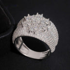 Flower Cluster Men's Band Ring — Moissanite, 925 Silver