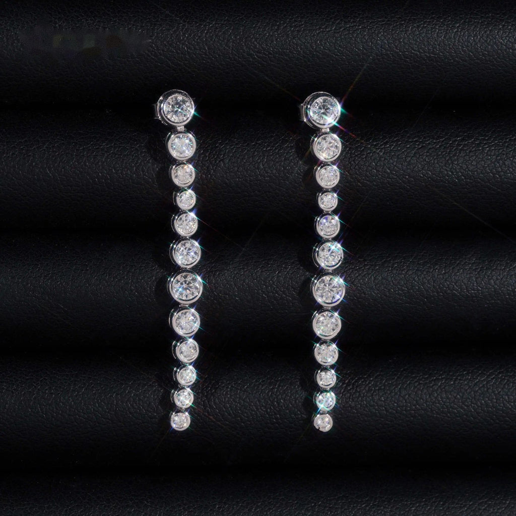 Bezel Drop Earrings — Moissanite, 925 Silver