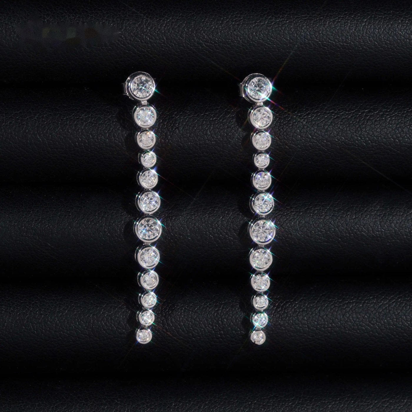 Bezel Drop Earrings — Moissanite, 925 Silver