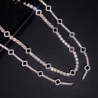 Black Agate Clover Tennis Chain — Moissanite, 925 Silver