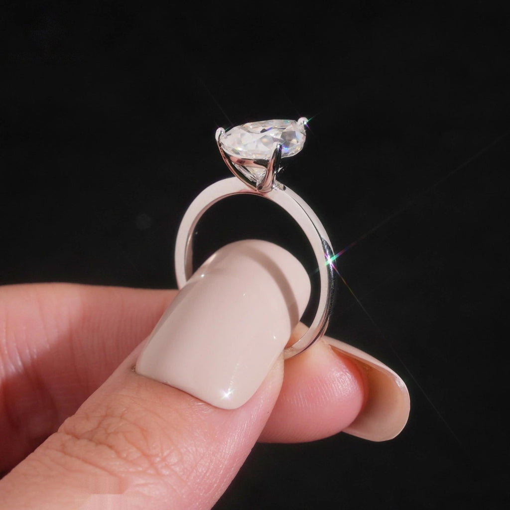 Pear Cut 8×12mm Engagement Ring — Moissanite, 925 Silver