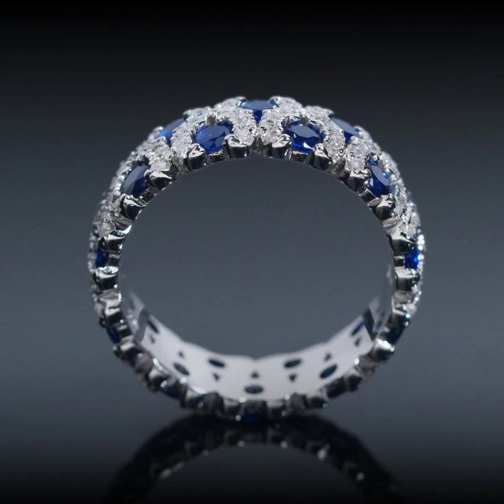 Vivid Blue Eternity Band — Moissanite, 925 Silver