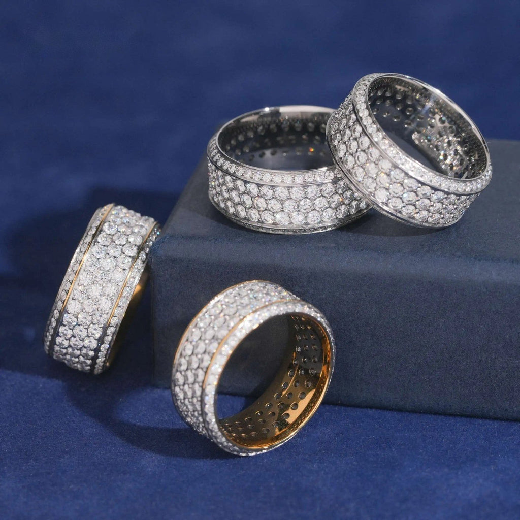 3-Row Pavé Band Ring — Moissanite, Stainless Steel