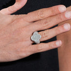 Men's Clover Half-Pavé Band Ring — Moissanite, 925 Silver