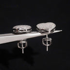 Pavé Heart Stud Earrings — Moissanite, 925 Silver
