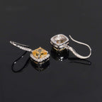 Cushion Halo Drop Earrings — Moissanite, 925 Silver