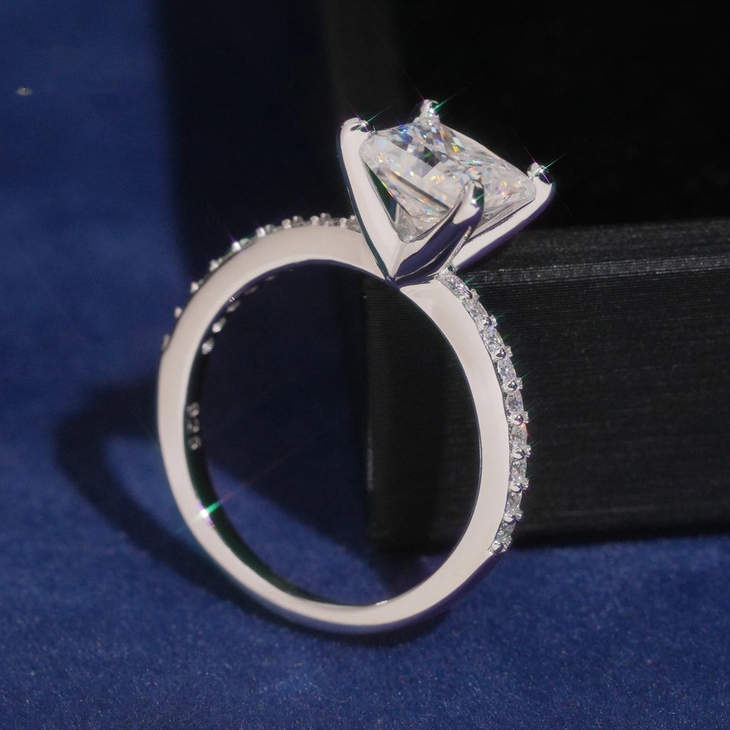 Princess Cut Solitaire Ring — Moissanite, 925 Silver