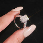Emerald Cut Twist Band Ring — Moissanite, 925 Silver