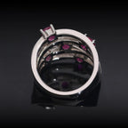 Vivid Pink Wave Ring — Moissanite, 925 Silver