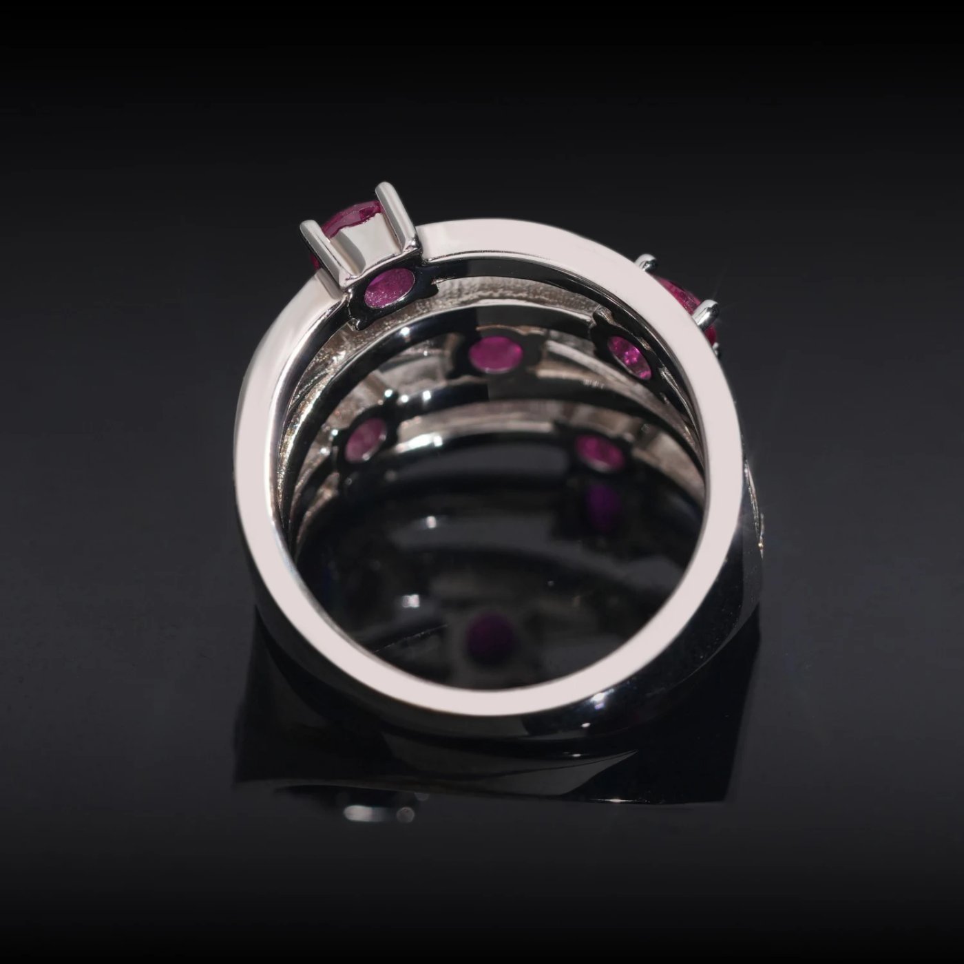 Vivid Pink Wave Ring — Moissanite, 925 Silver