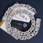 18mm Bling Flower Cuban Chain — Moissanite, 925 Silver