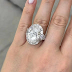 Oval Halo Statement Ring — Moissanite, 925 Silver