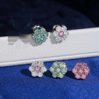 Colored Flower Cluster Studs — Moissanite, 925 Silver