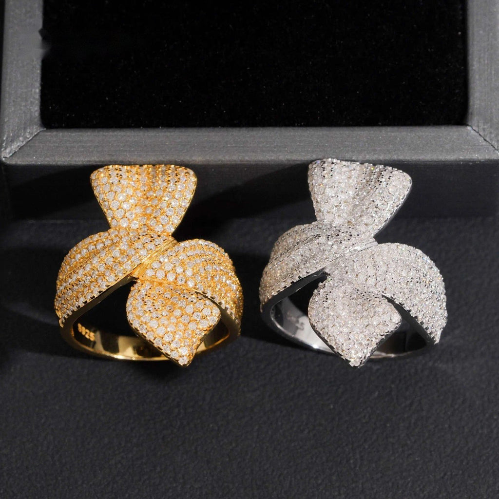 Pavé Bow Statement Ring — Moissanite, 925 Silver