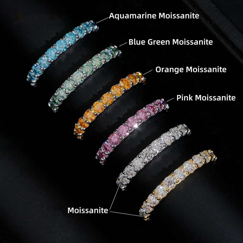 3mm Color Stone Eternity Band — Moissanite, 925 Silver