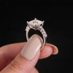 9mm Princess Cut Marquise Band Ring — Moissanite, 925 Silver