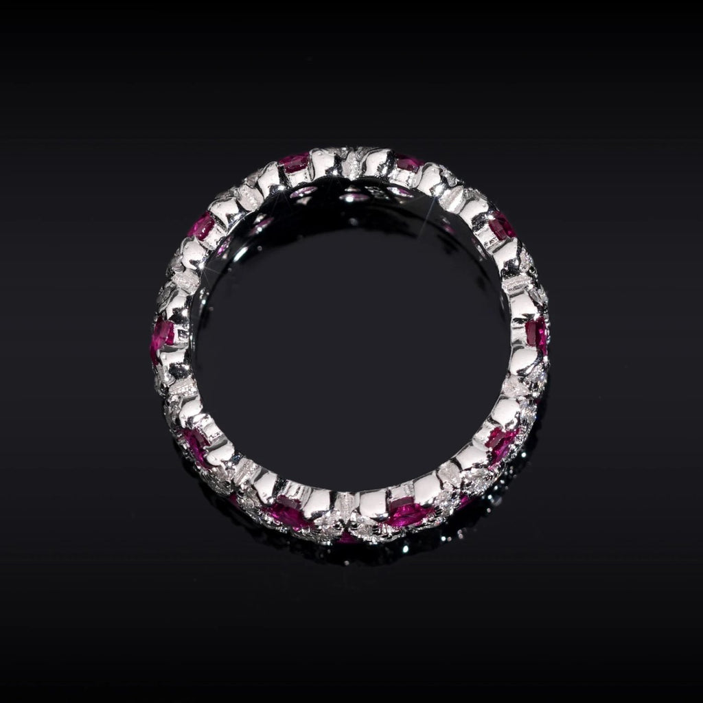 Vivid Pink Eternity Band — Moissanite, 925 Silver
