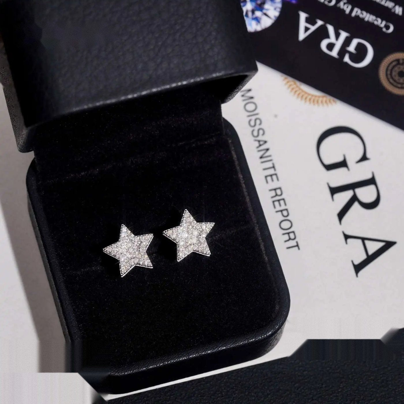 Pavé Star Stud Earrings — Moissanite, 925 Silver