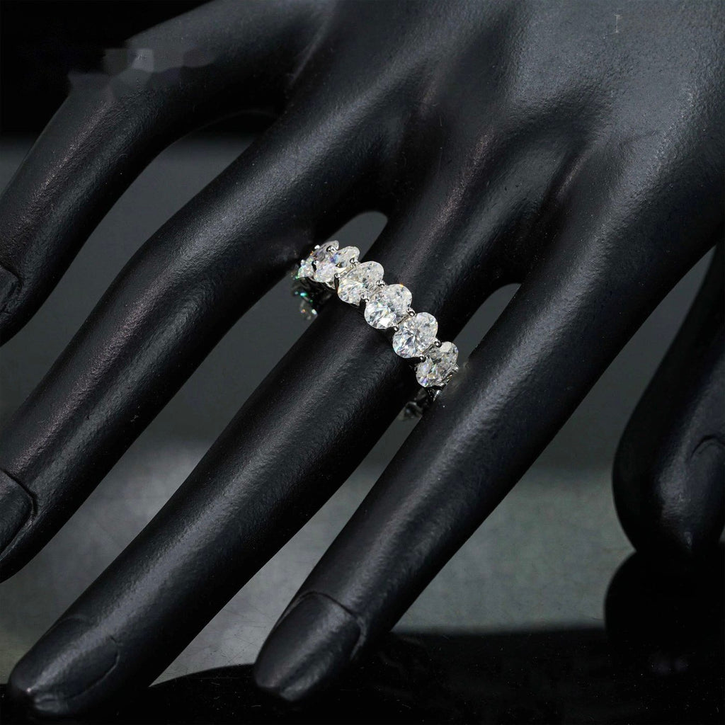 Oval Cut Eternity Band — Moissanite, 925 Silver