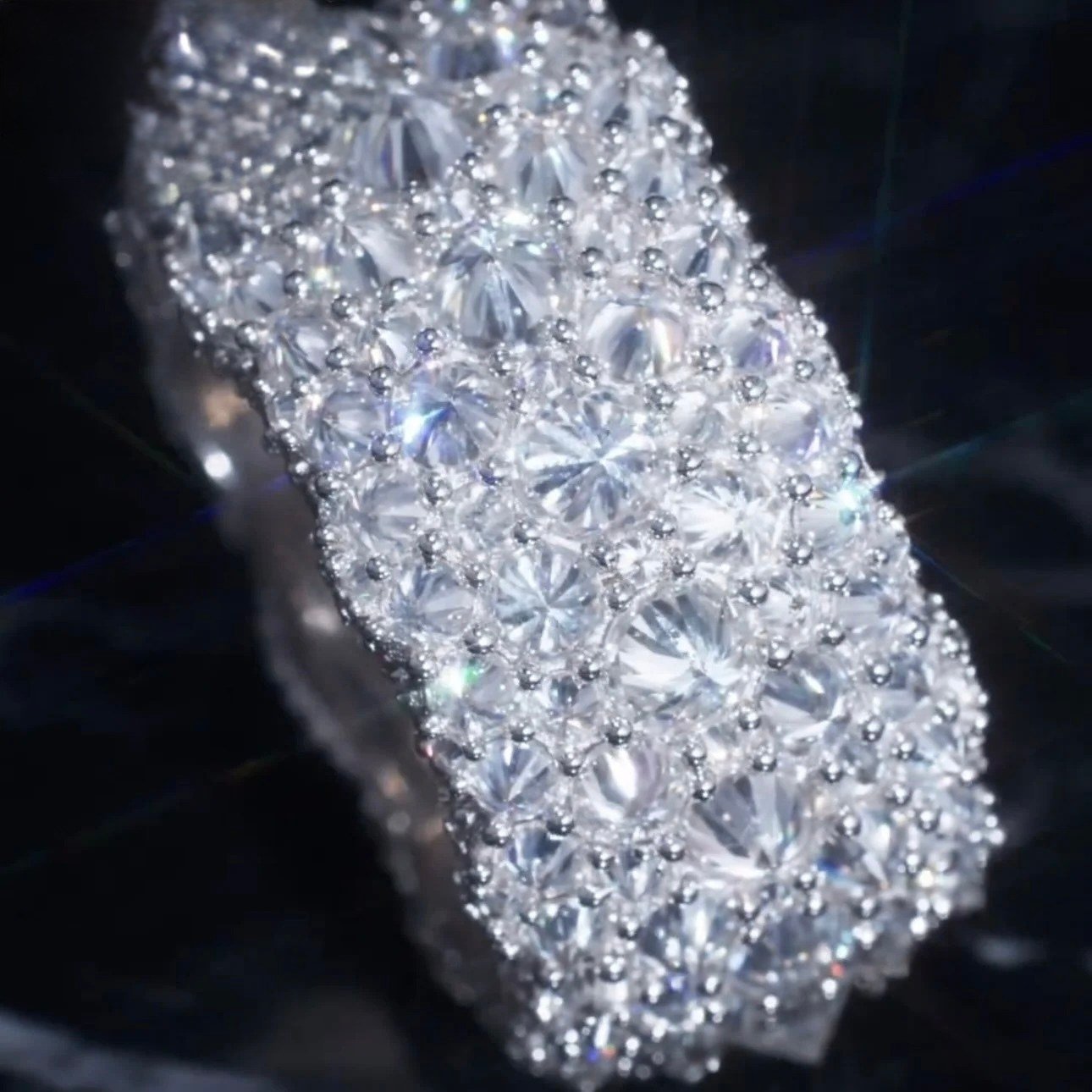 Iced Men's Ring IV — Moissanite, 925 Silver