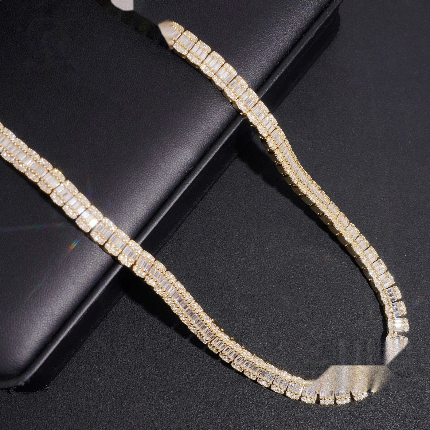 8mm Baguette Cuban Chain — Moissanite, 925 Silver